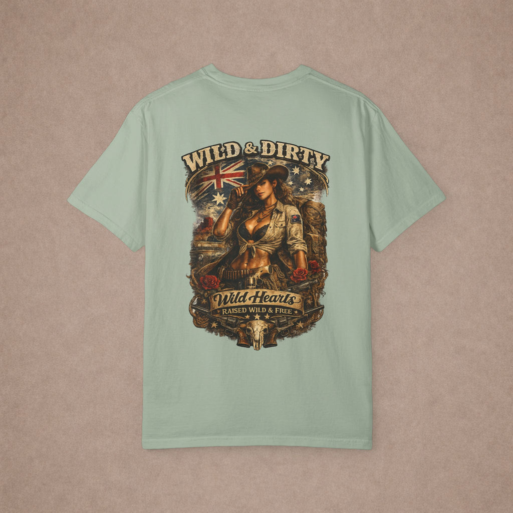 Wild & Dirty Aussie Pinup Art T-shirt