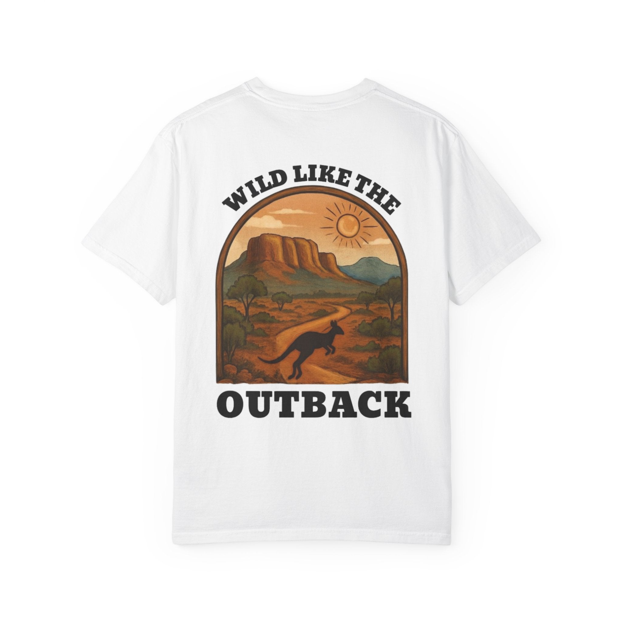Wild Like The Outback, a tee that brings the rugged Aussie landscape to life.