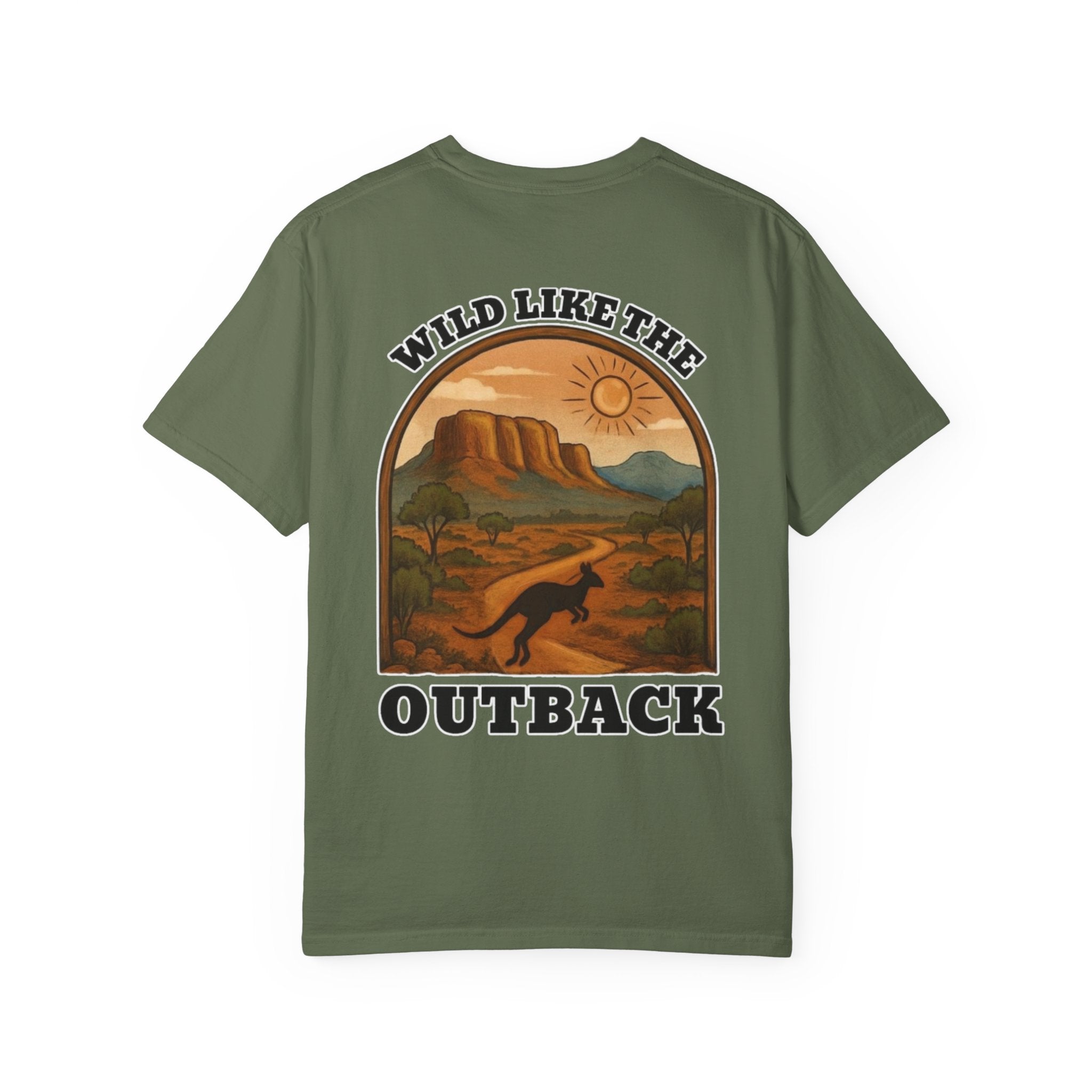 Wild Like The Outback, a tee that brings the rugged Aussie landscape to life.