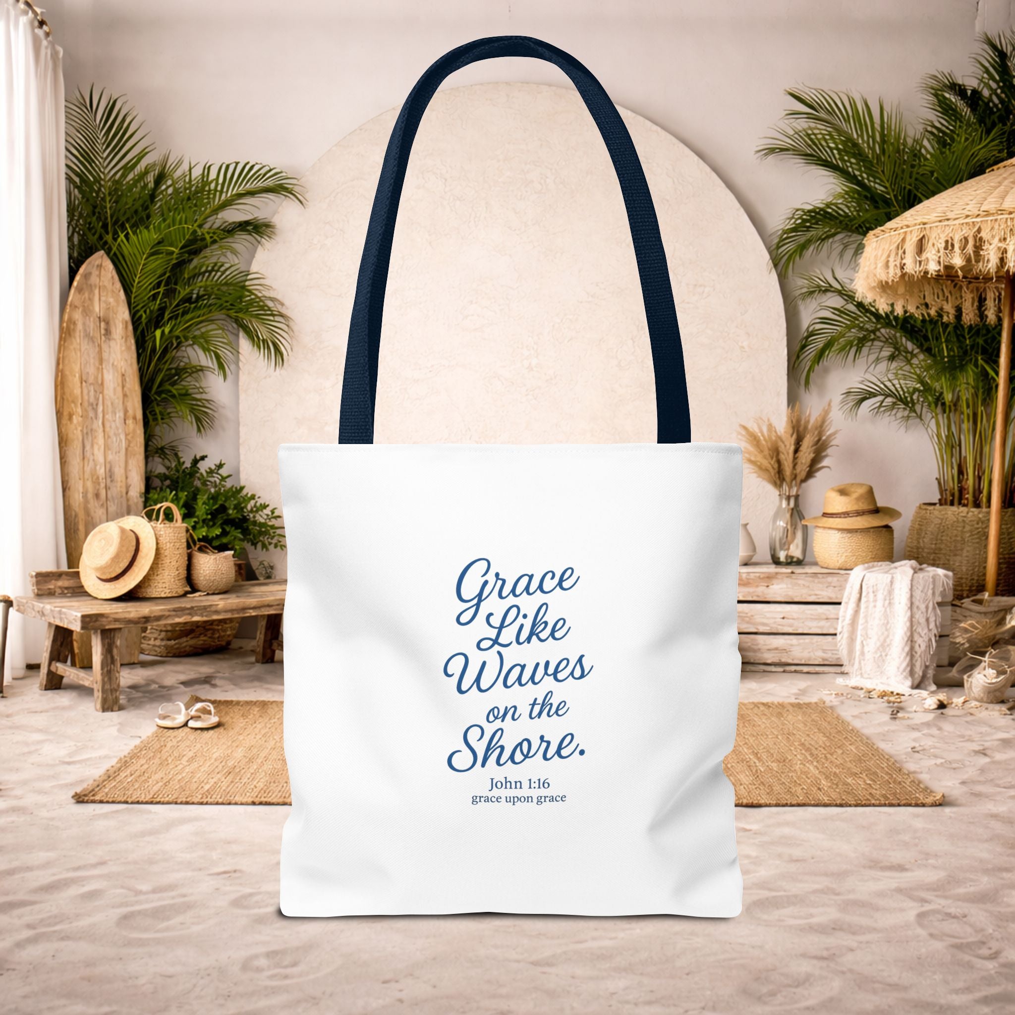 Grace Like Waves on the Shore Tote Bag