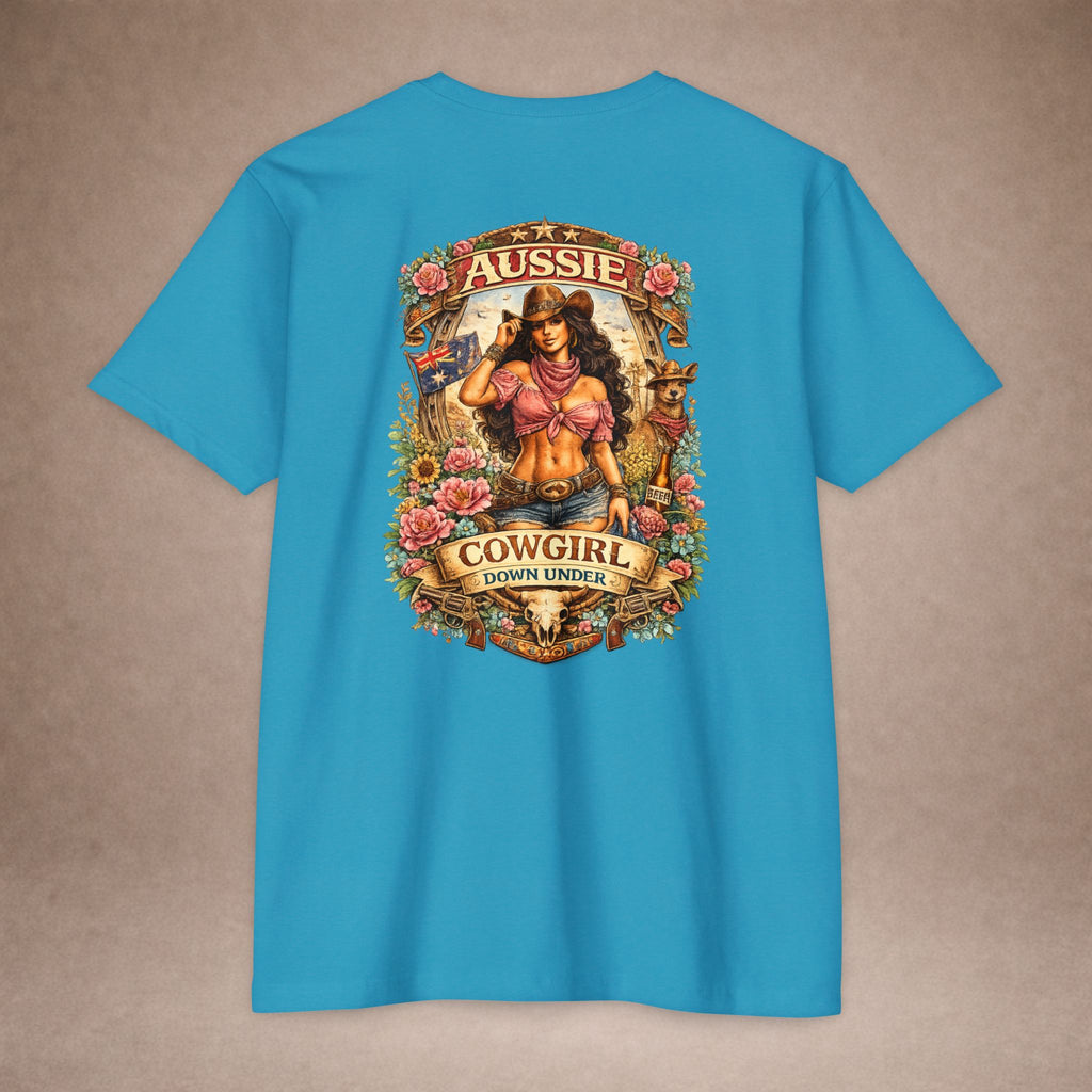 Aussie Cowgirl T-Shirt — 'Aussie Cowgirl Down Under' Western Graphic Tee