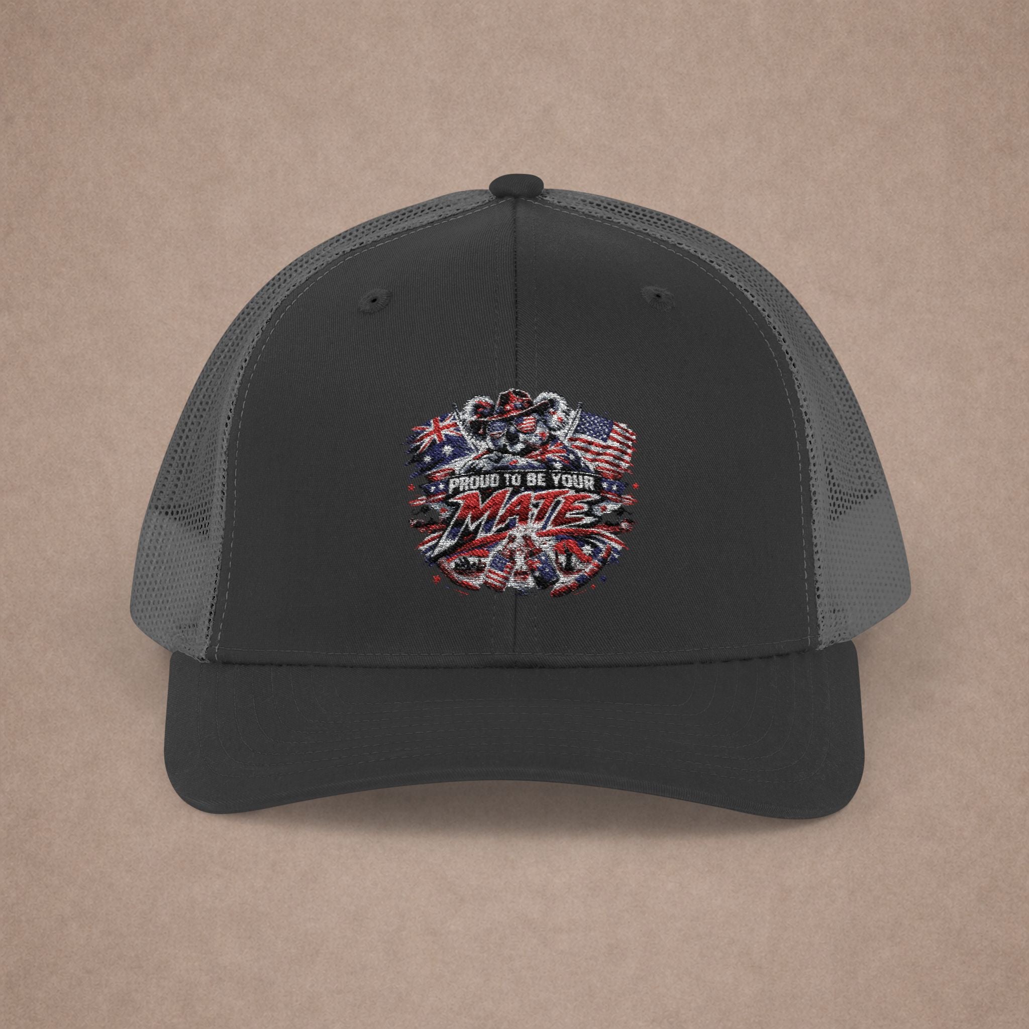 Aussie in USA trucker hat