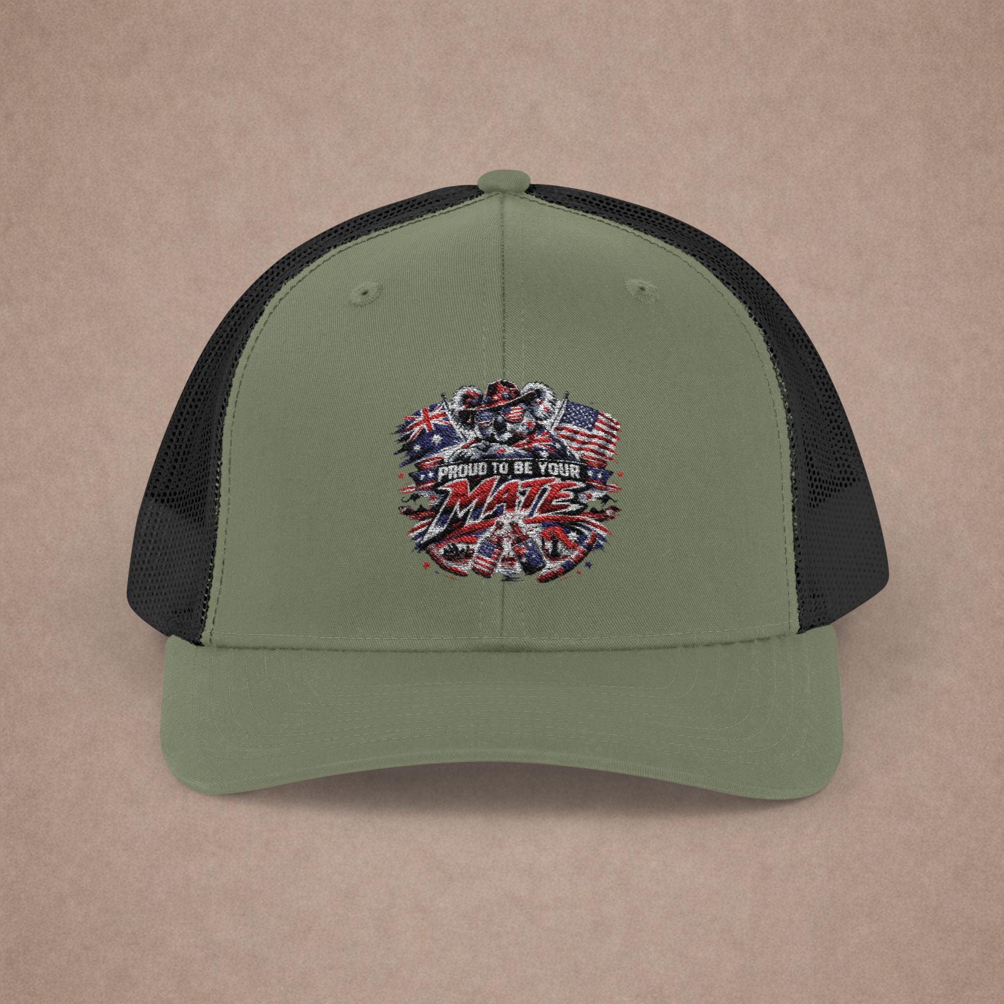 Aussie in USA trucker hat
